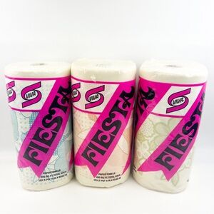 NEW 3 Vintage 1975 Viva Fiesta Paper Towel Roll Orange Green Blue Floral Flower